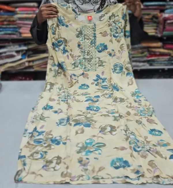 Premium Liva Certified Rayon Embroidery Straight Kurti with Side Cut | SD32